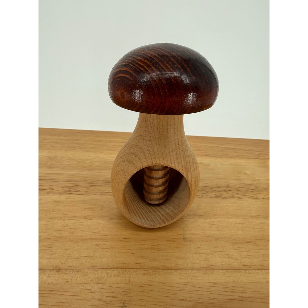 Wooden Mushroom Nutcracker Bolete Themed Screw Mechanism Kitchen Decor